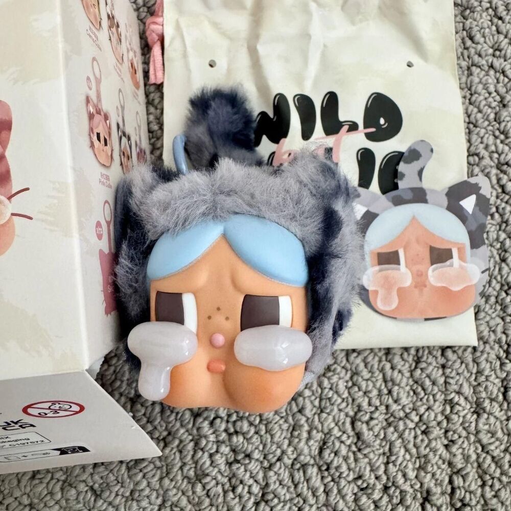 New Authentic POP MART Crybaby Wild But Cutie Cat Pendant Plush Blue Denim Cutie